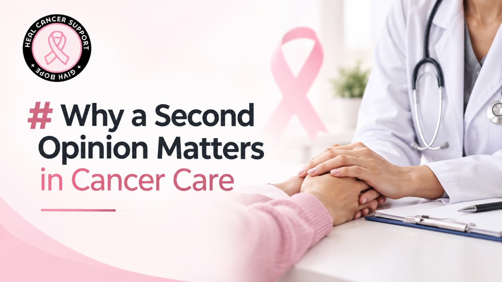 Oncologist discussing a second opinion in cancer care with a patient, highlighting informed treatment decisions and cancer support.